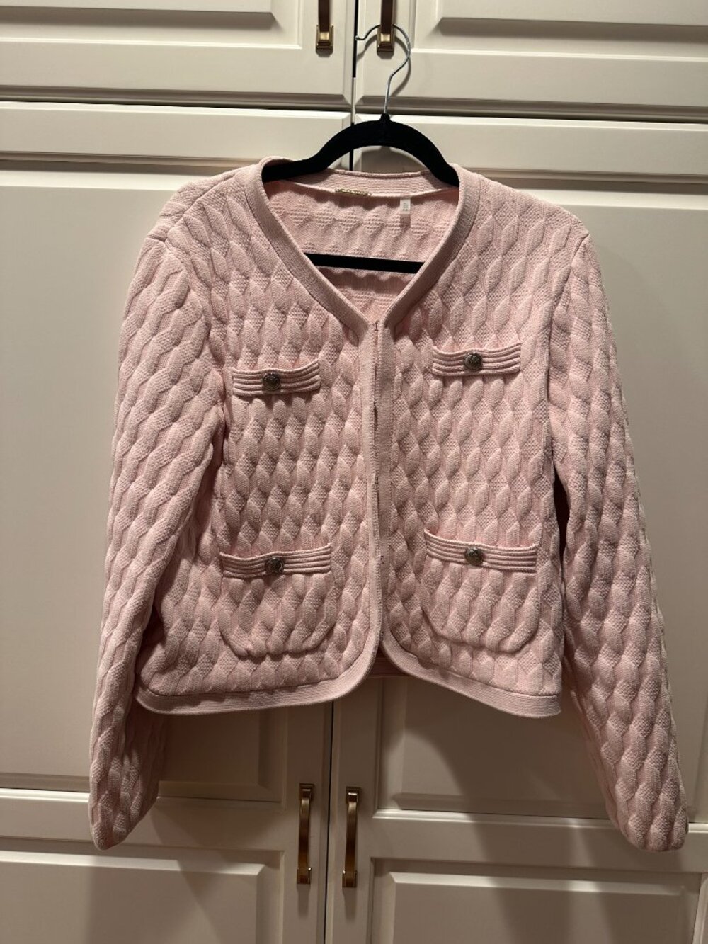 Elie Tahari Blush Pink Knit Jacket Women’s L